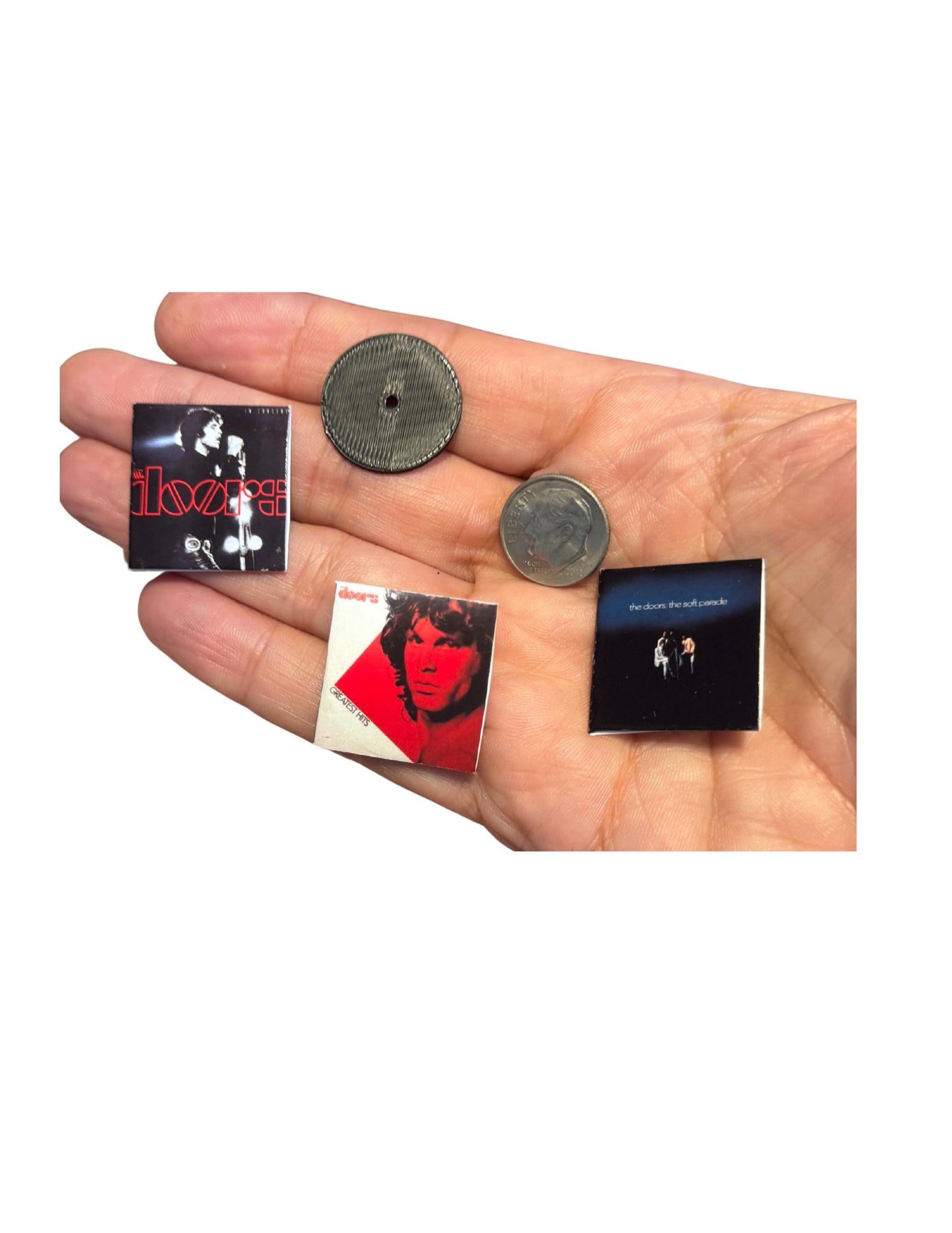 Miniature The Doors Vinyl Records | 1:12 Scale Dollhouse Music Decor | Mini Rock Albums for Collectors