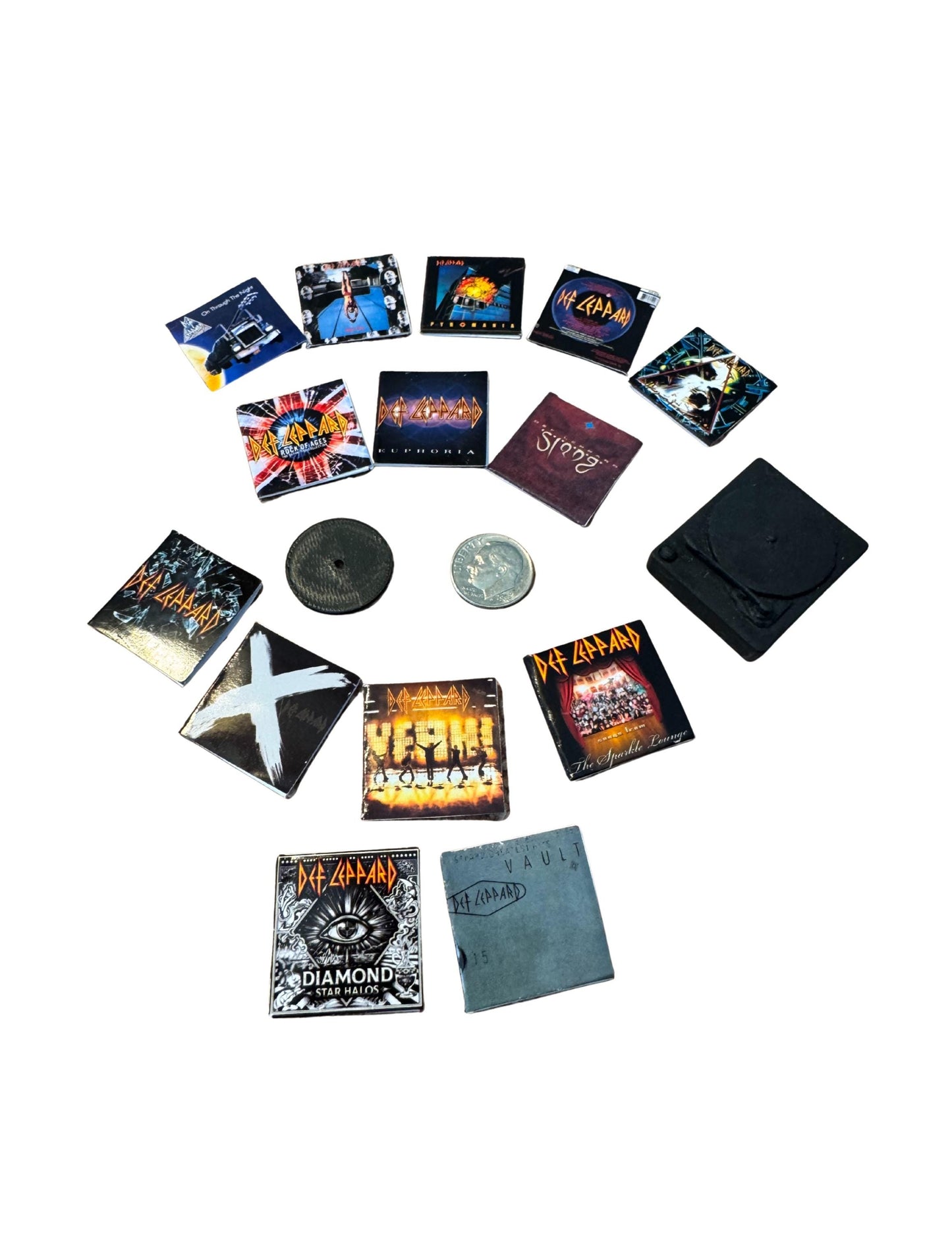 Miniature Def Leppard Vinyl Album Covers, 1:12 Scale Collectible