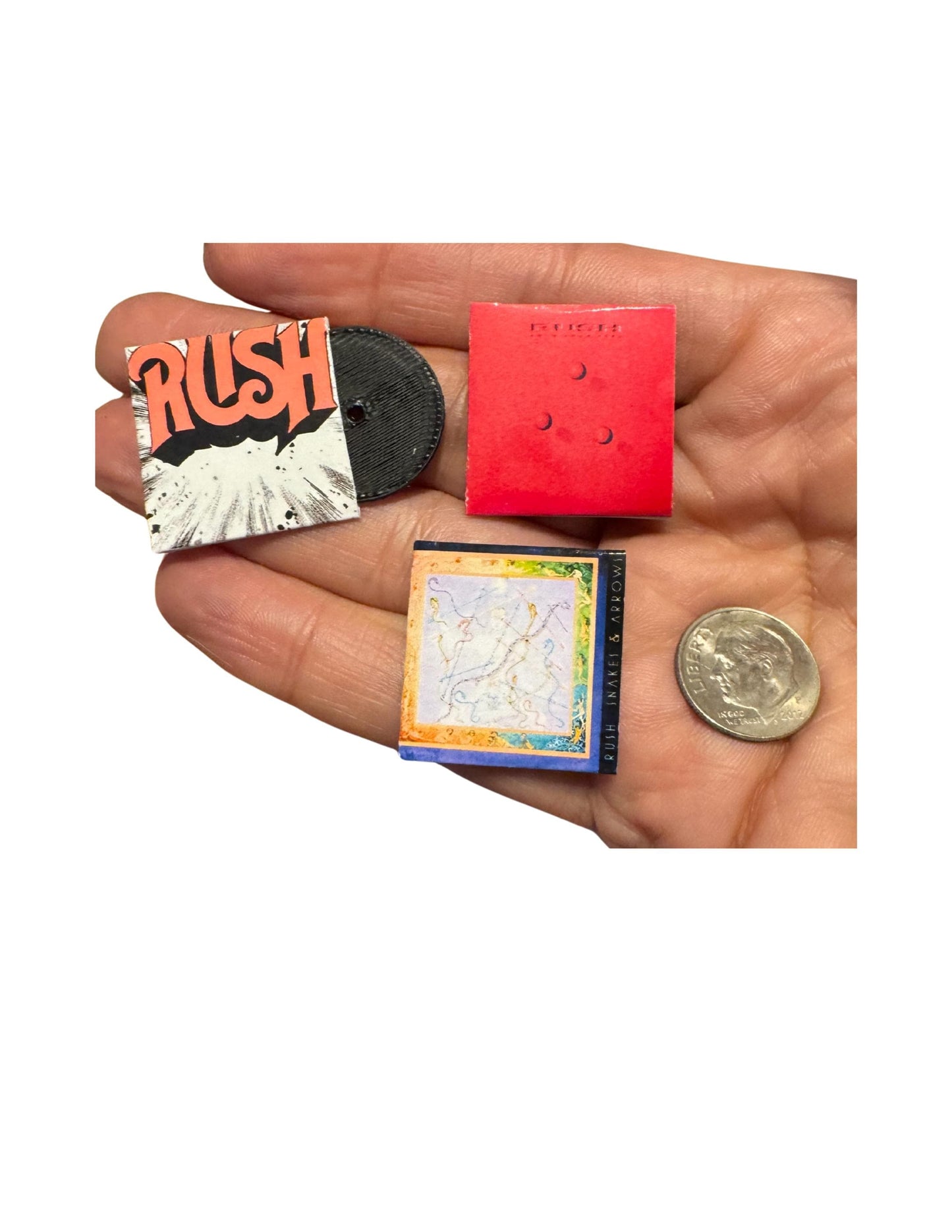 Miniature Rush Vinyl Records | 1:12 Scale Dollhouse Music Decor | Mini Rock Albums for Collectors