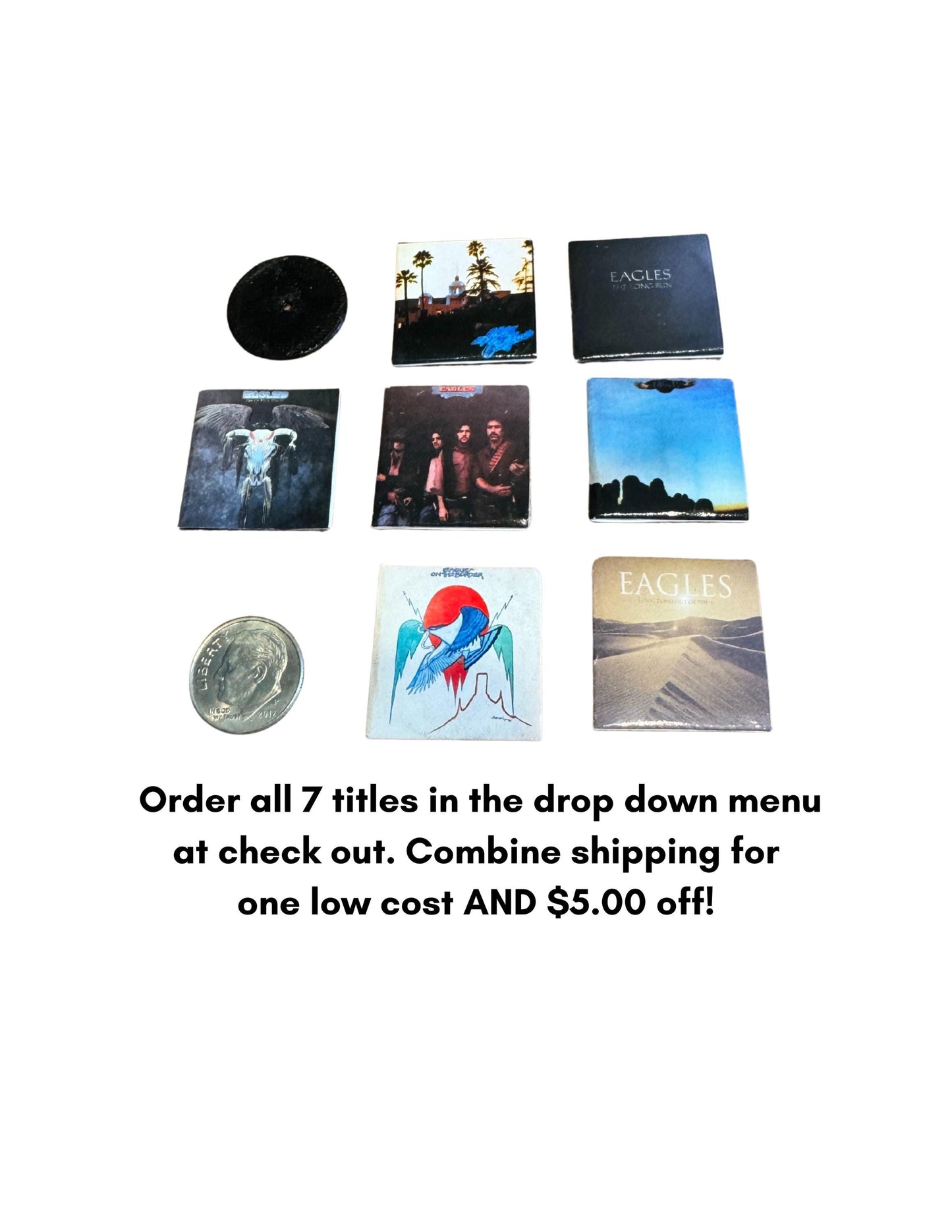 Miniature The Eagles Vinyl Record Set - 1:12 Scale Dollhouse Music Decor