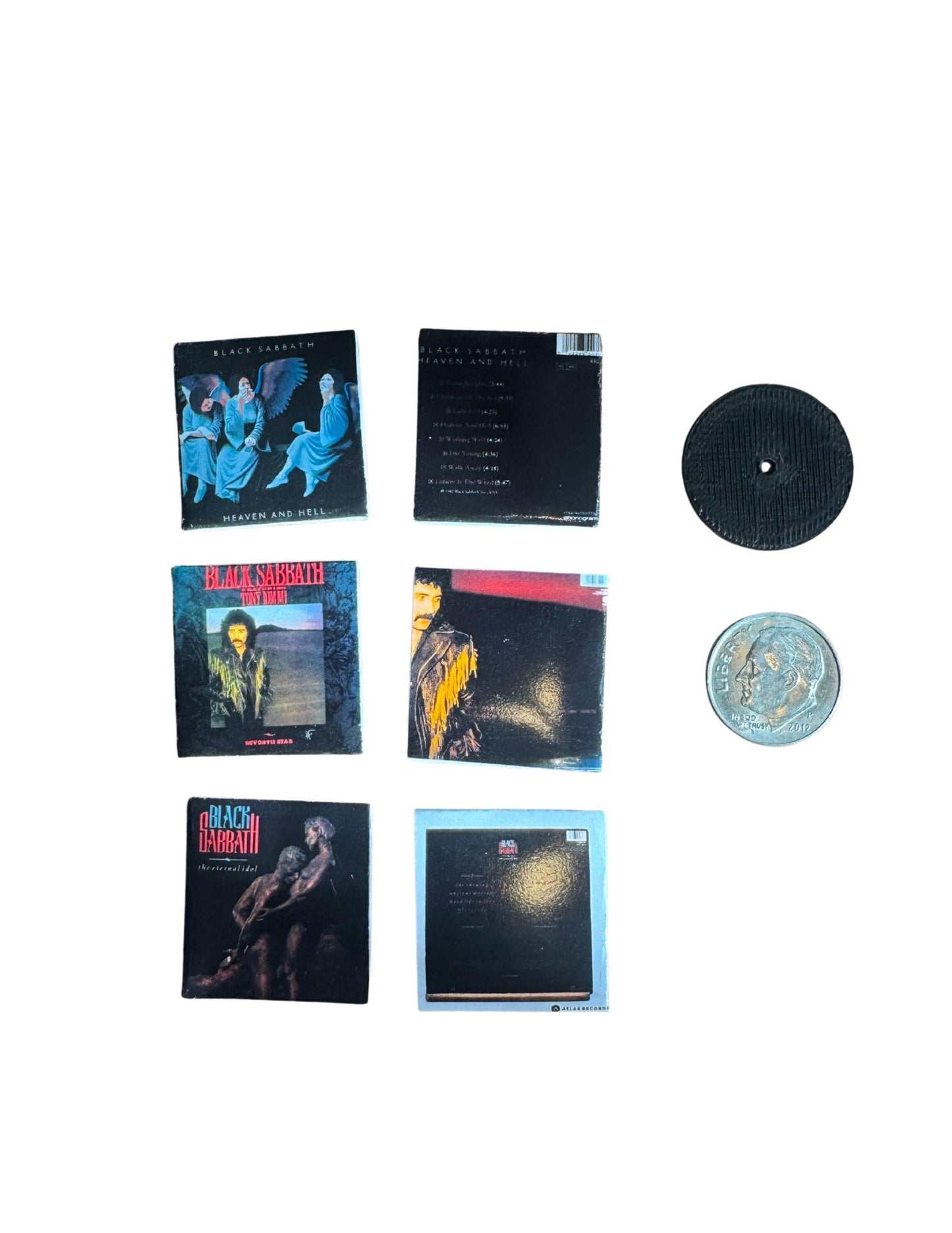 Black Sabbath Mini Vinyl Albums 1:12 Scale - Dollhouse Music Decor