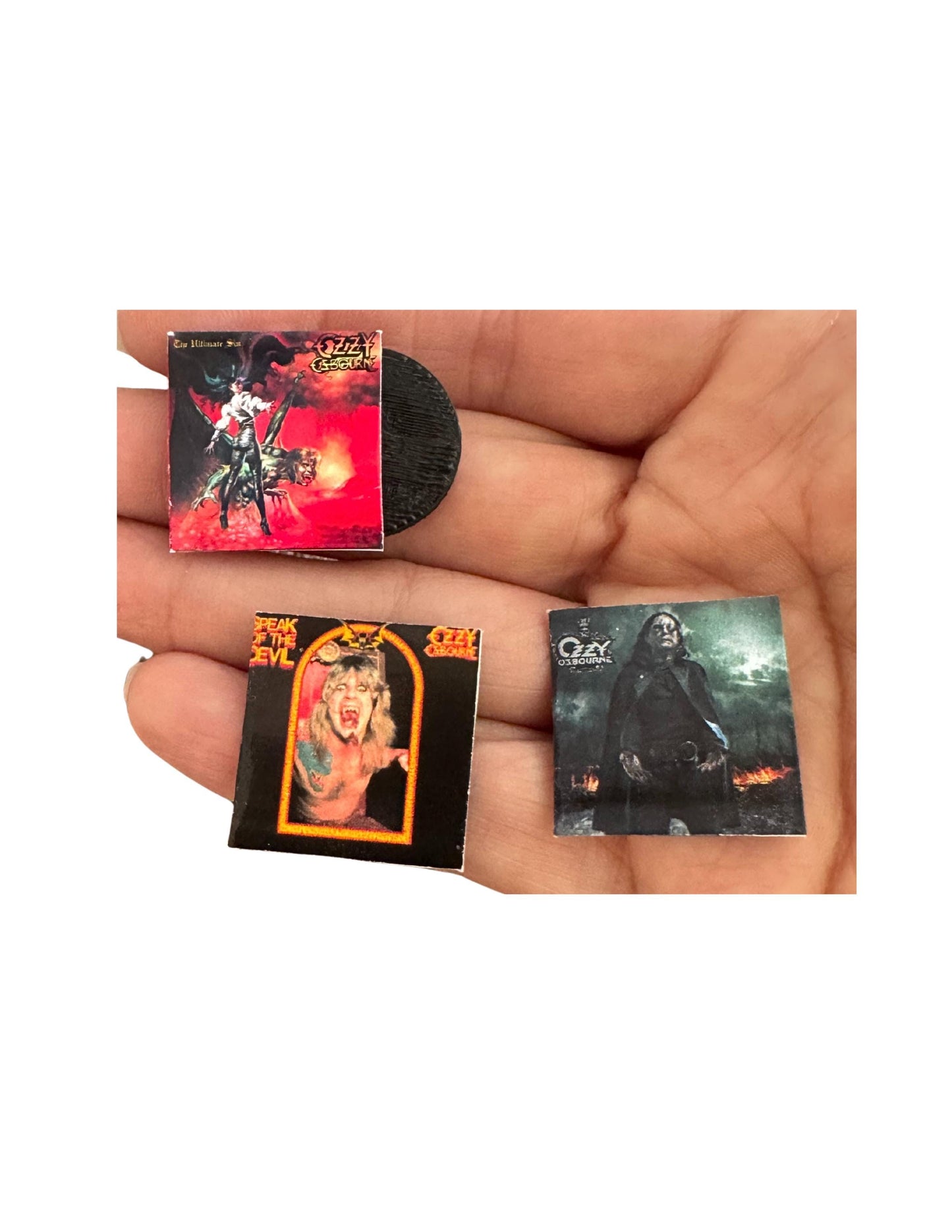 Miniature Ozzy Osbourne Vinyl Record, 1:12 Scale Dollhouse Decor