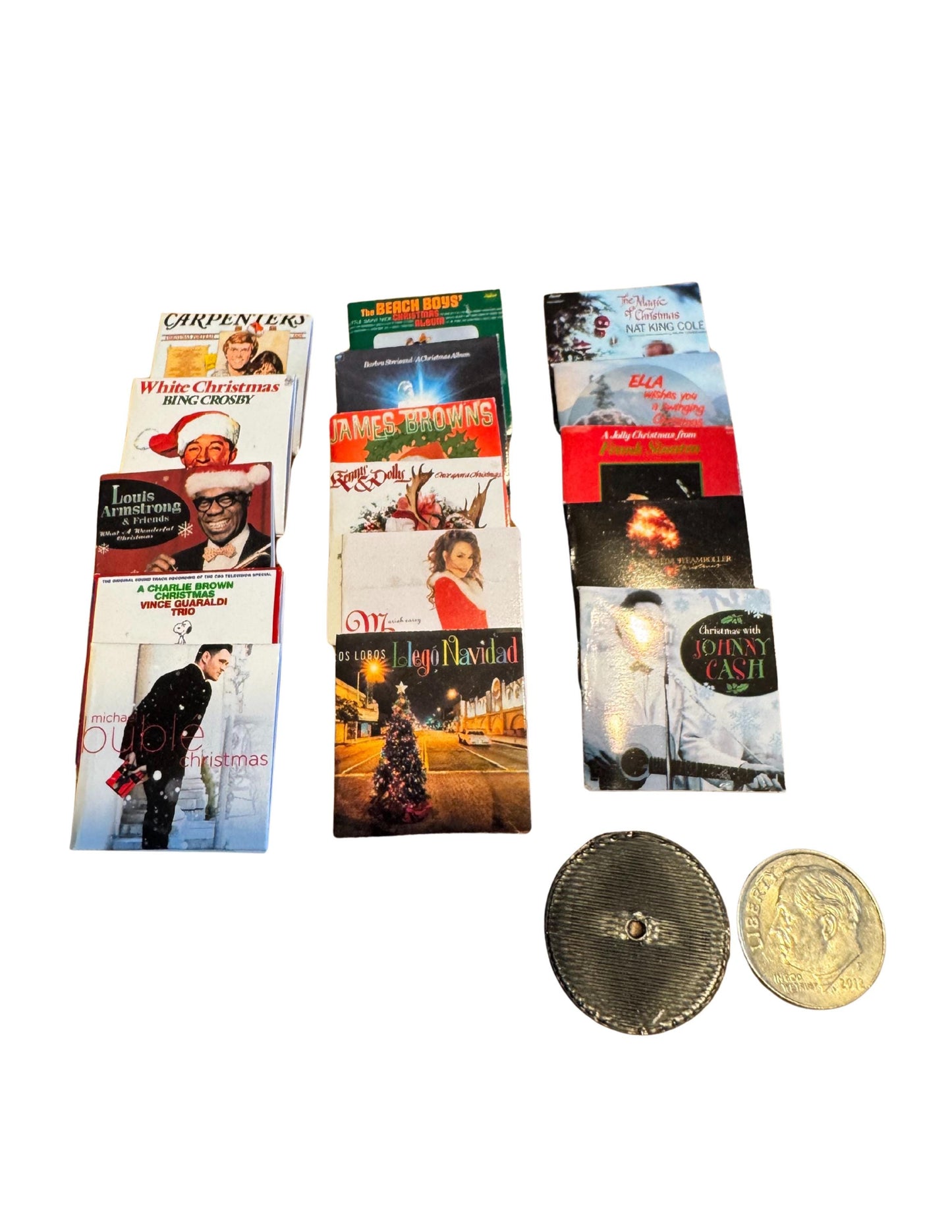 1:12 Scale Miniature Christmas Albums | Holiday Vinyl Records for Dollhouses