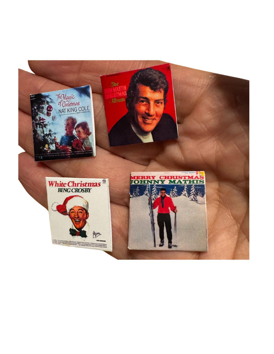 Miniature Christmas Holiday Vinyl Records 1:12 Dollhouse Miniatures