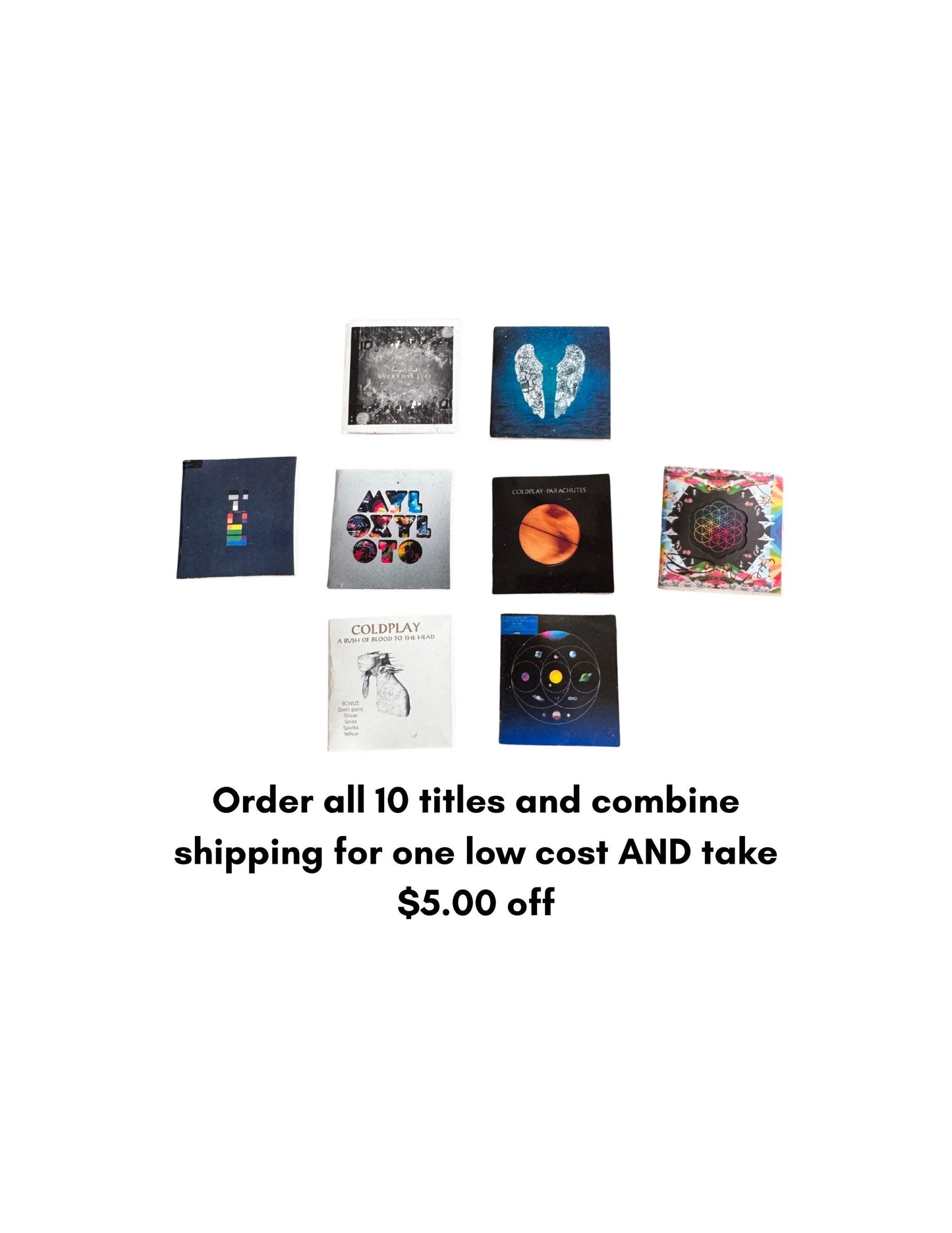 Miniature Coldplay Vinyl Records – 1:12 Scale Dollhouse Collectibles