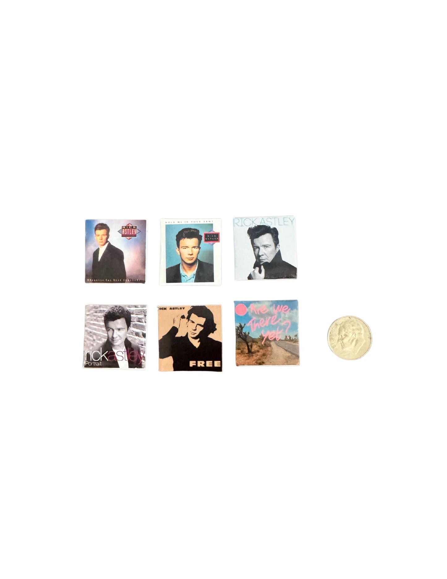 Miniature Rick Astley Vinyl Records - 1:12 Scale Dollhouse Decor