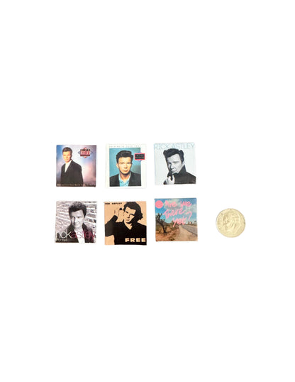 Miniature Rick Astley Vinyl Records - 1:12 Scale Dollhouse Decor