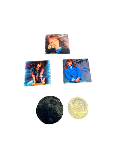 Miniature Tiffany Vinyl Records – 1:12 Scale Dollhouse Music Decor – 1” x 1” Collectible Mini Albums