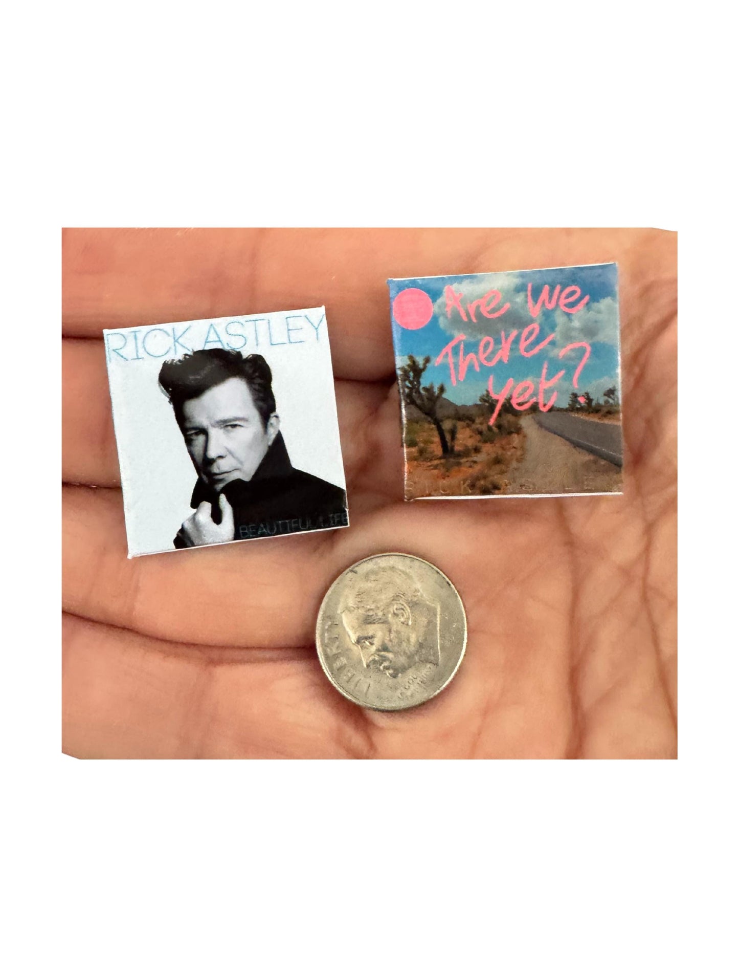 Miniature Rick Astley Vinyl Records - 1:12 Scale Dollhouse Decor