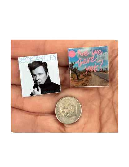 Miniature Rick Astley Vinyl Records - 1:12 Scale Dollhouse Decor