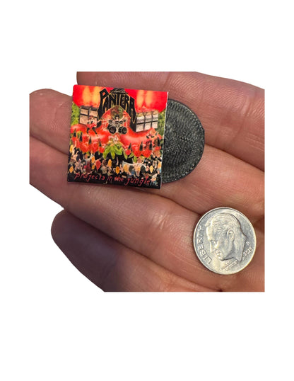 Miniature Pantera Vinyl Records – 1:12 Scale Dollhouse Music Decor | Heavy Metal Mini Album Collection