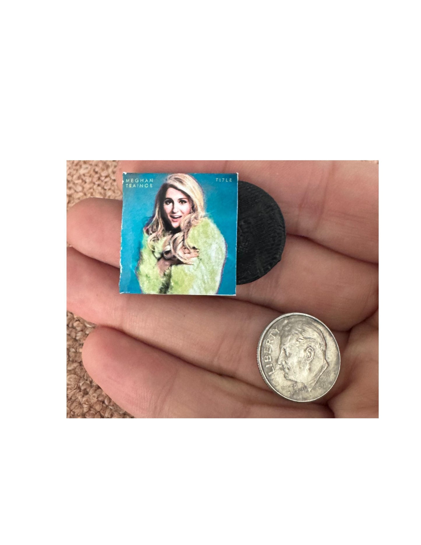 Miniature 1:12 Scale Meghan Trainor Vinyl Album Covers Mini Dollhouse Decor