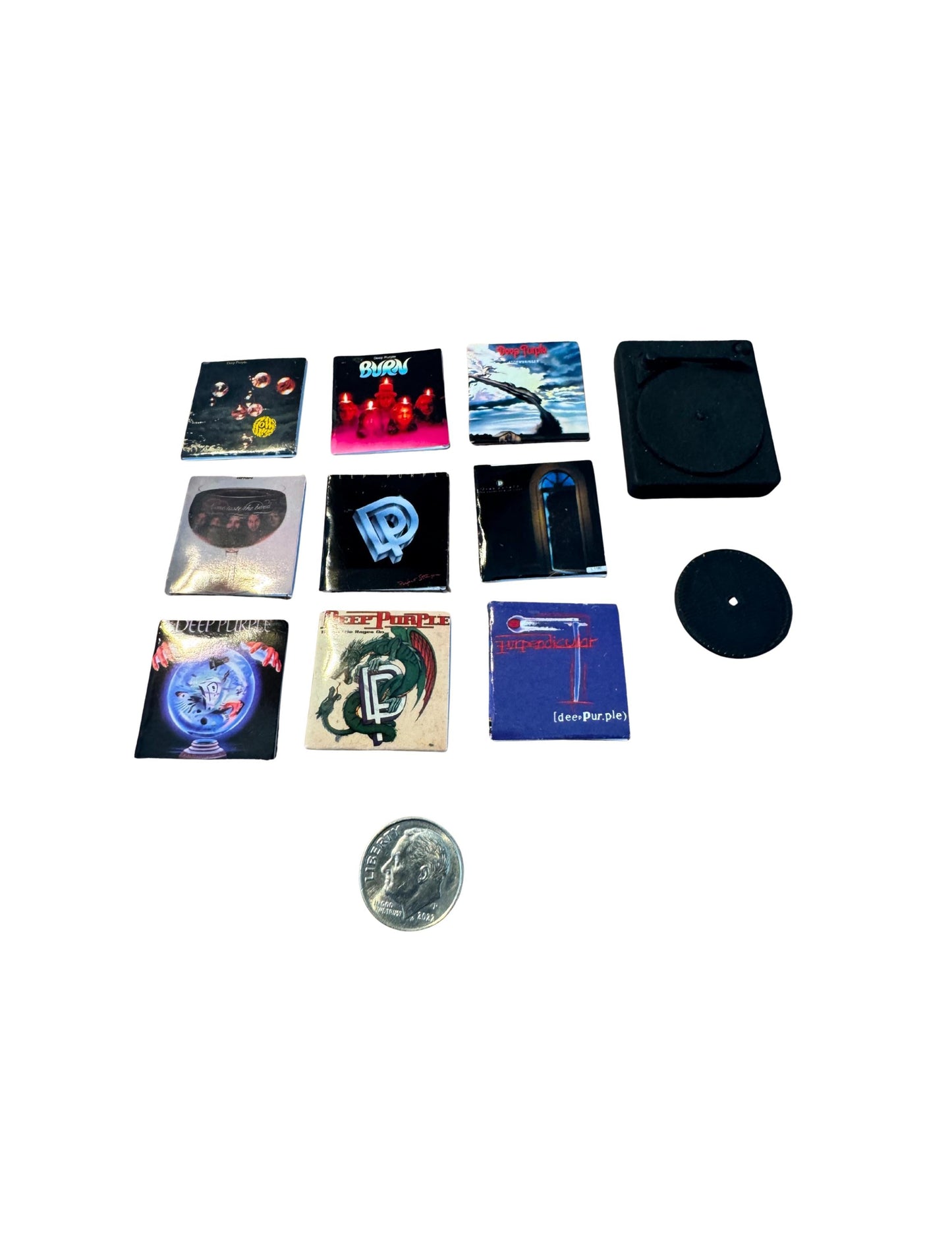 Miniature Deep Purple Vinyl Album Cover, 1:12 Scale Dollhouse Collectible