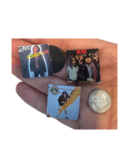 Miniature AC/DC Vinyl Records | 1:12 Scale Dollhouse Rock Decor