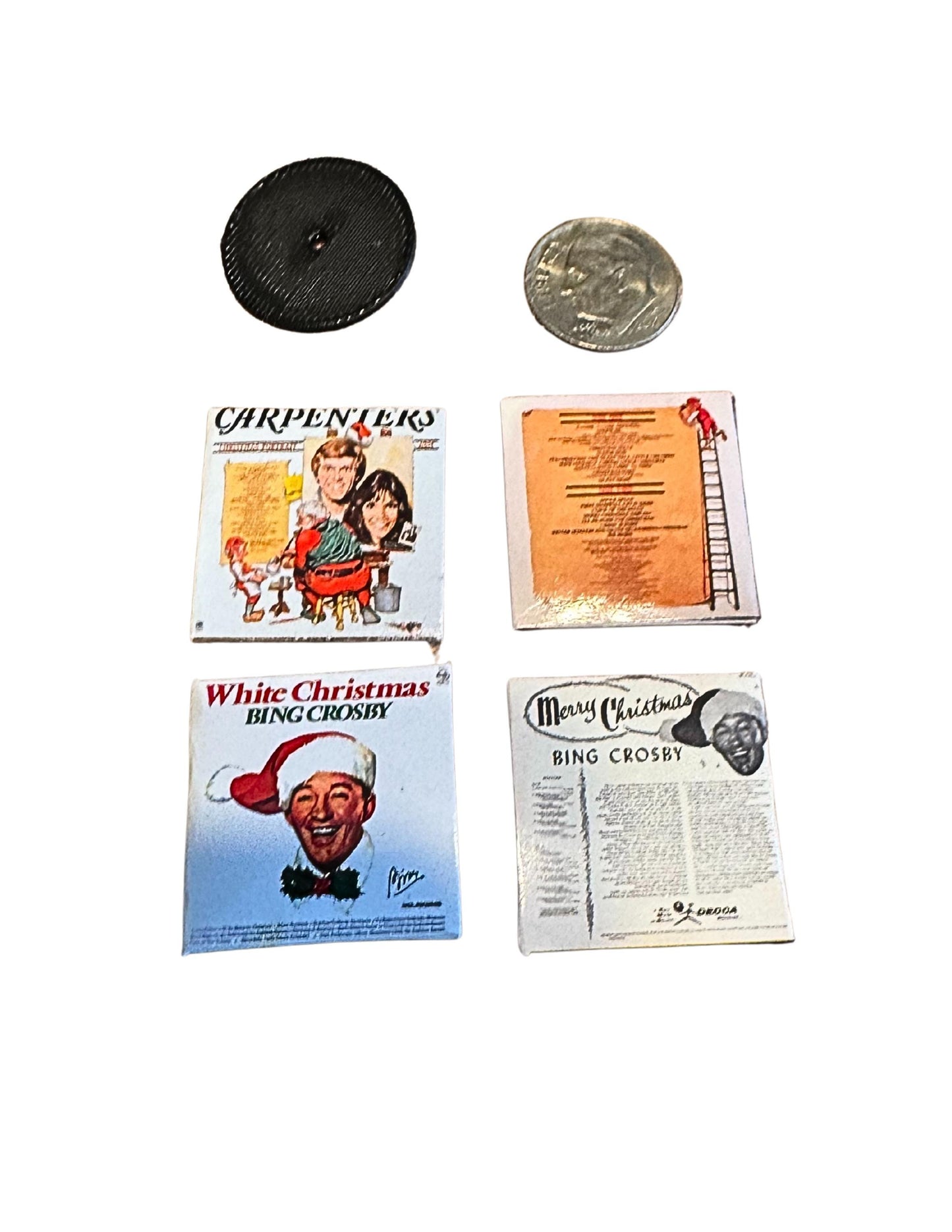 1:12 Scale Miniature Christmas Albums | Holiday Vinyl Records for Dollhouses