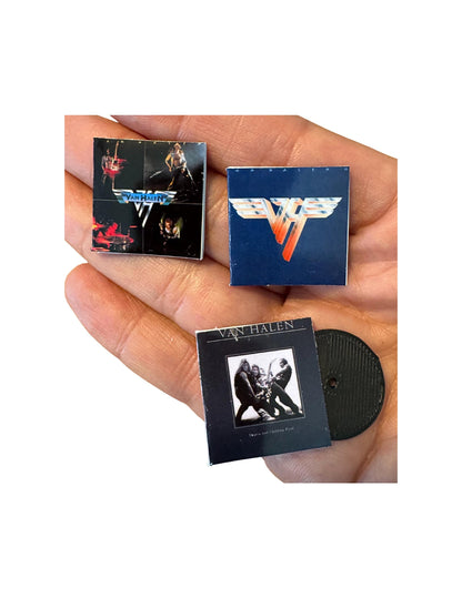 Miniature Van Halen Vinyl Album Covers, 1:12 Scale Collectible Dollhouse Decor