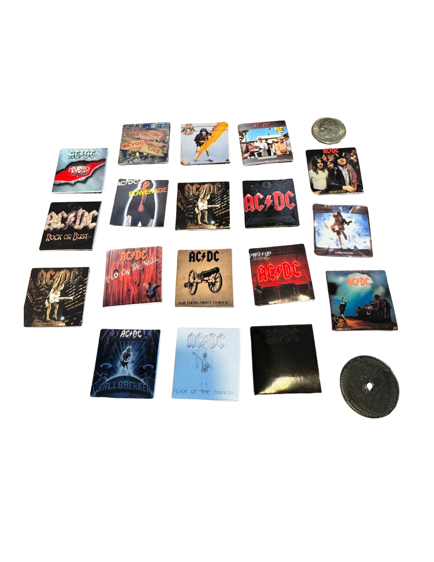 Miniature AC/DC Vinyl Records | 1:12 Scale Dollhouse Rock Decor