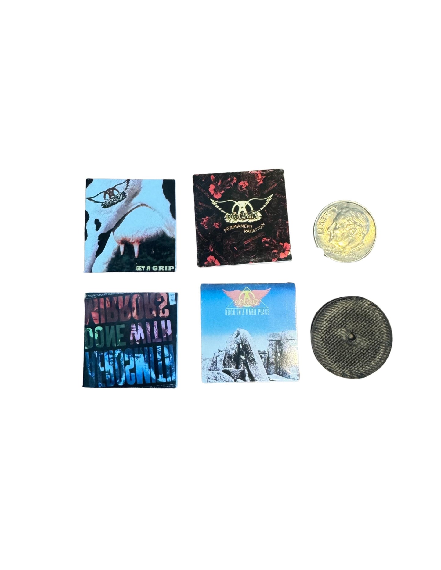 Miniature Aerosmith Vinyl Records | 1:12 Scale Dollhouse Rock Albums