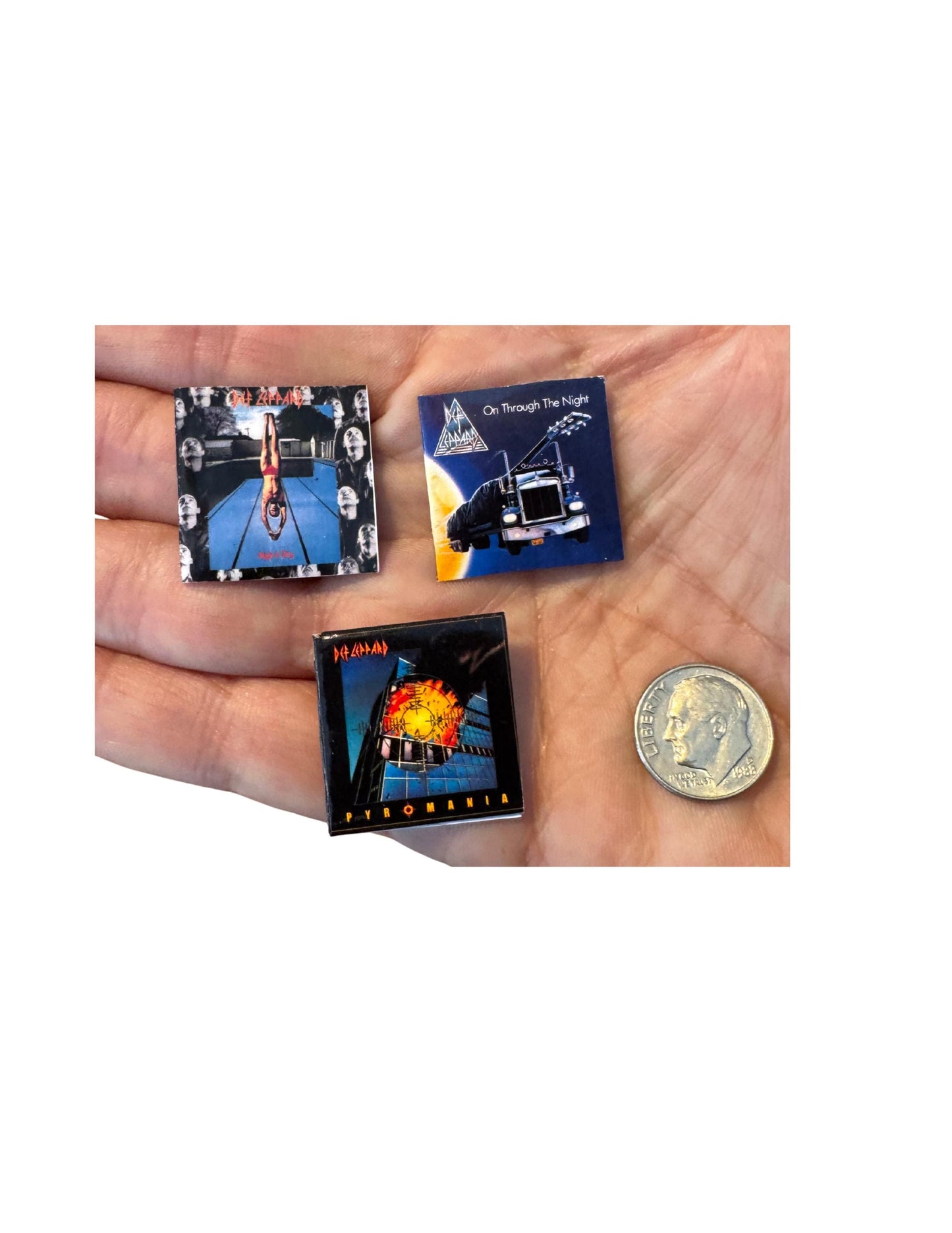 Miniature Def Leppard Vinyl Album Covers, 1:12 Scale Collectible