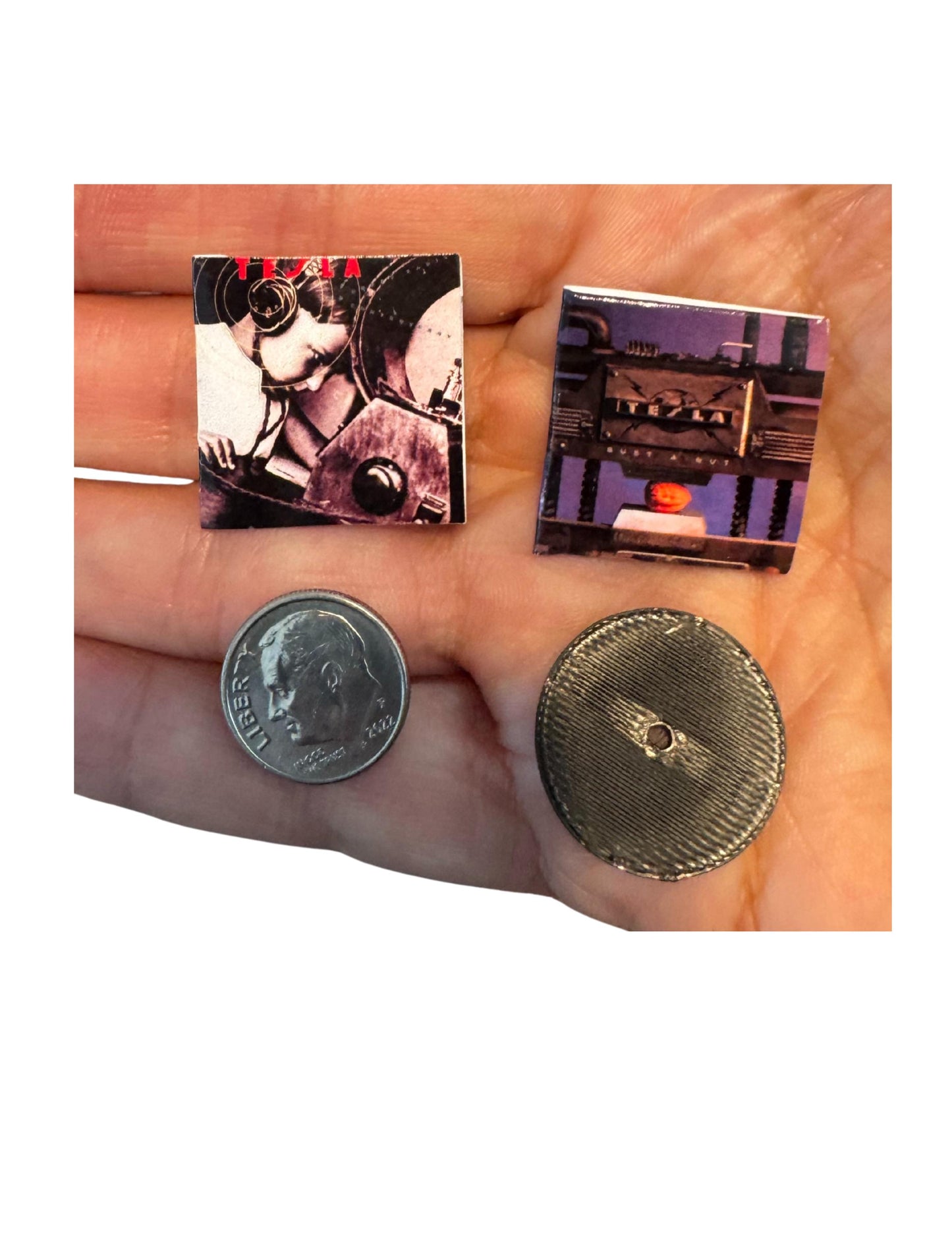 Miniature 1:12 Scale Tesla Vinyl Album Covers Mini Dollhouse Decor