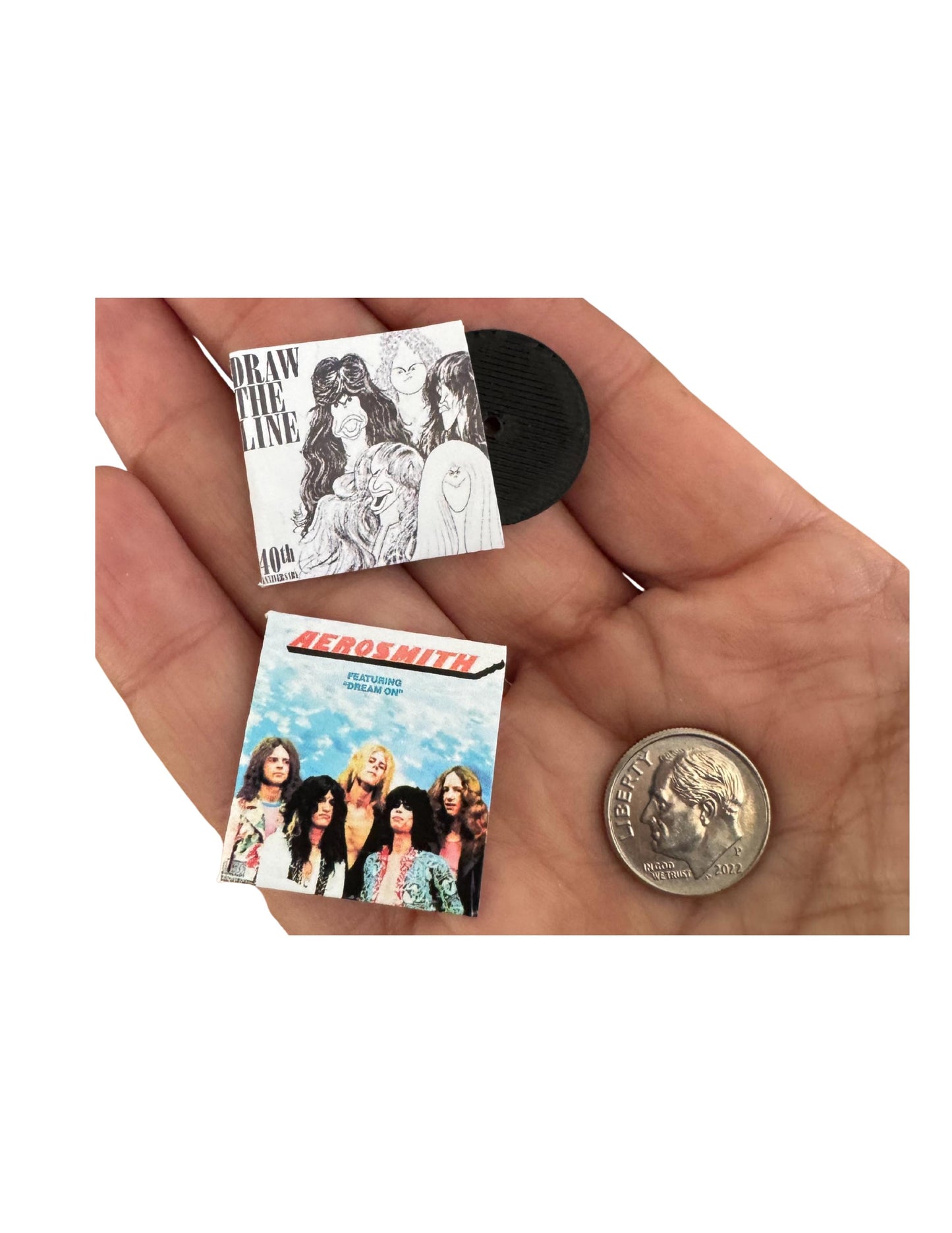 Miniature Aerosmith Vinyl Records | 1:12 Scale Dollhouse Rock Albums