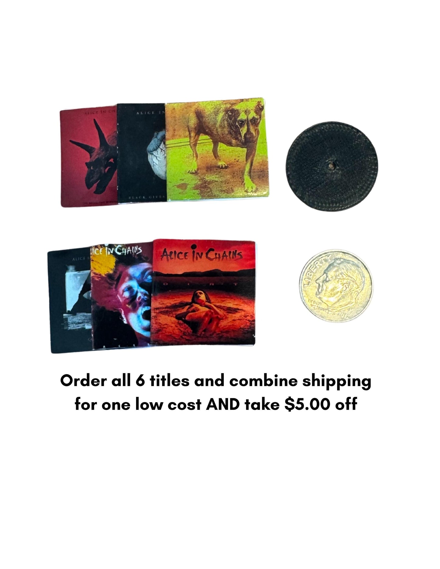 1:12 Scale Alice in Chains Miniature Vinyl Record, Fan Collectible