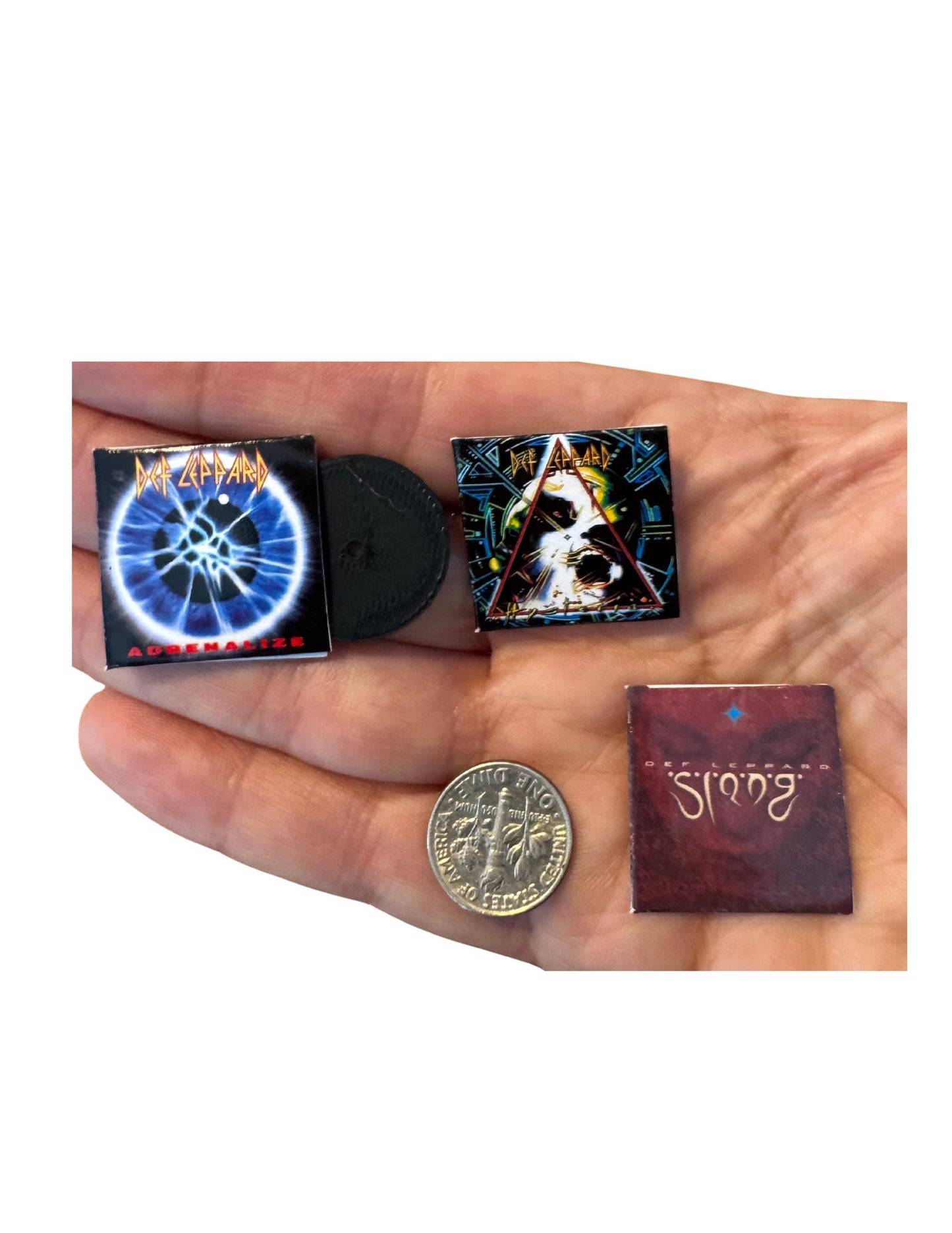 Miniature Def Leppard Vinyl Album Covers, 1:12 Scale Collectible