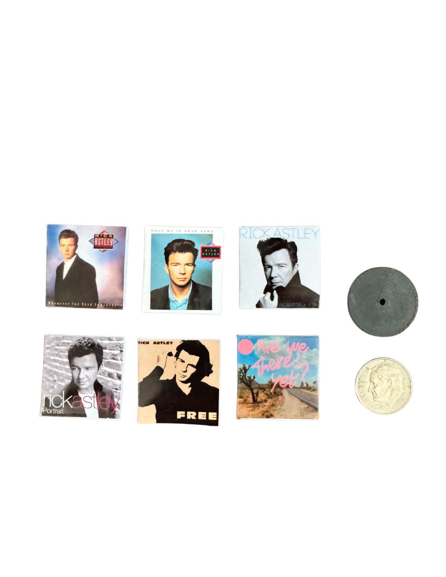 Miniature Rick Astley Vinyl Records - 1:12 Scale Dollhouse Decor