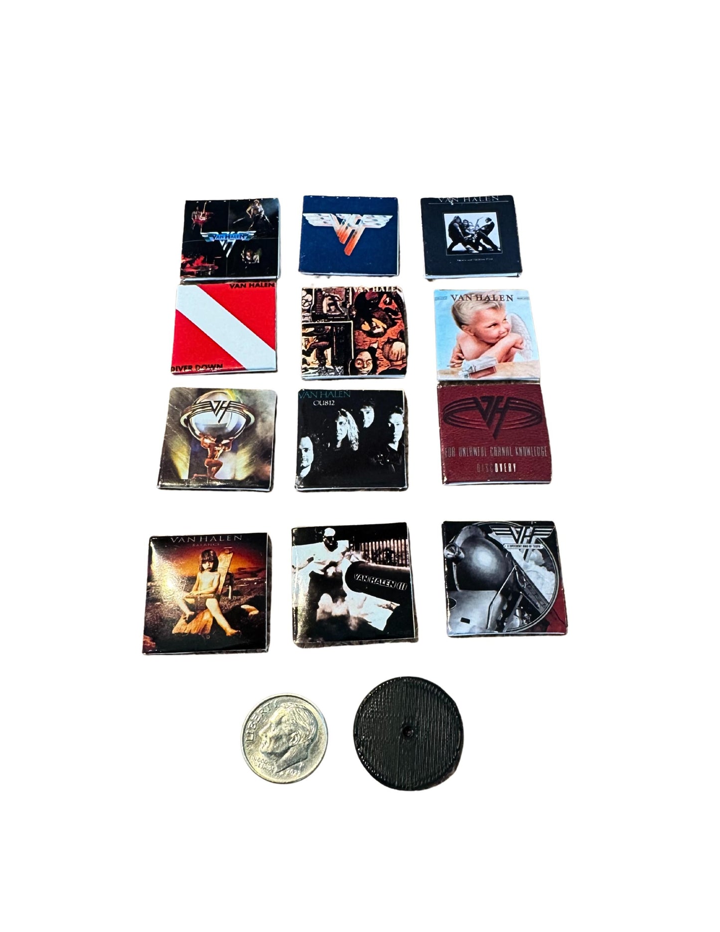 Miniature Van Halen Vinyl Album Covers, 1:12 Scale Collectible Dollhouse Decor