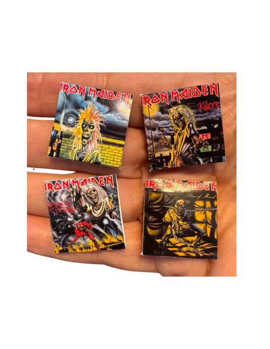 Iron Maiden Miniature Album Covers with Vinyl Records Dollhouse Decor