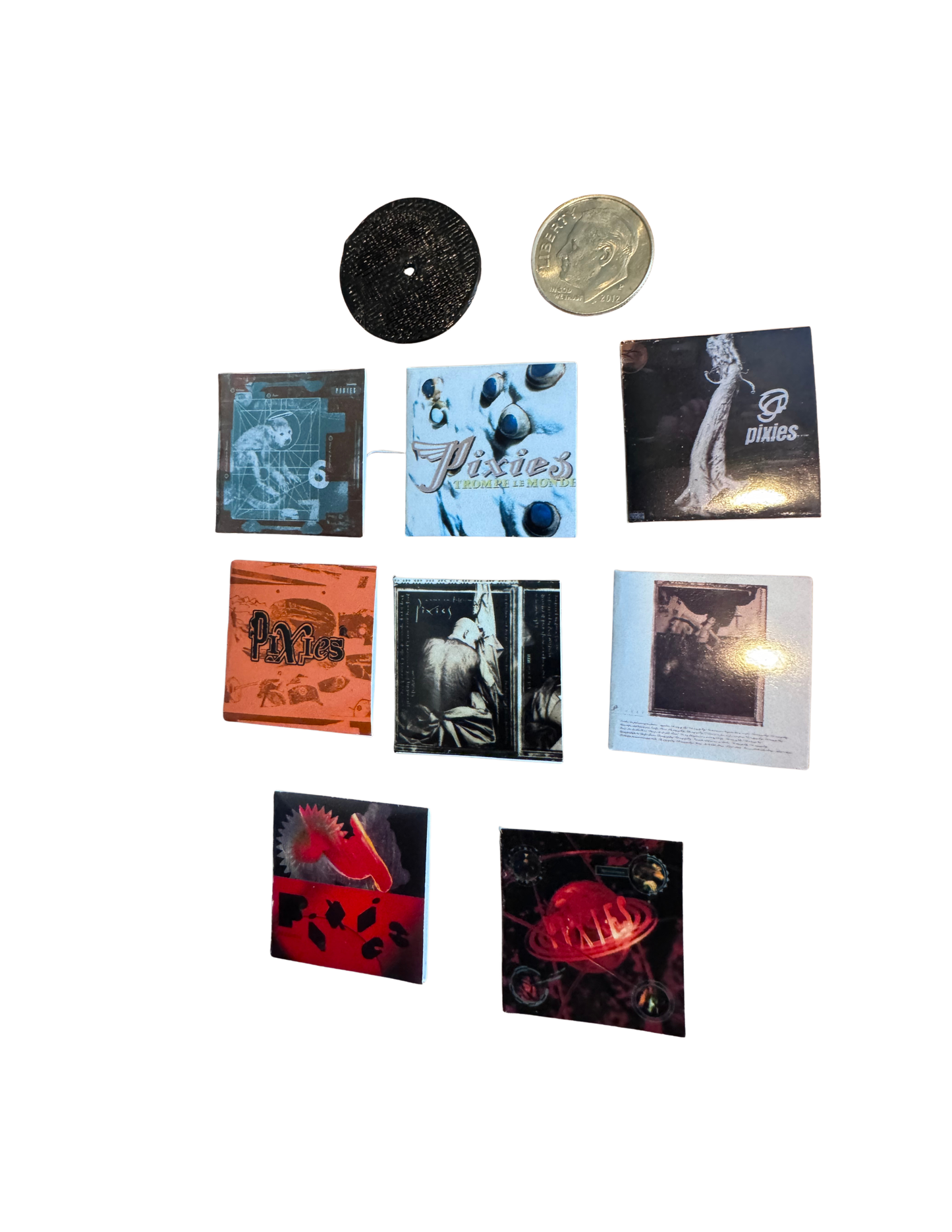 Pixies Miniature Vinyl Albums – 1:12 Scale Dollhouse Records – Indie Rock Miniatures – Tiny Record Collection