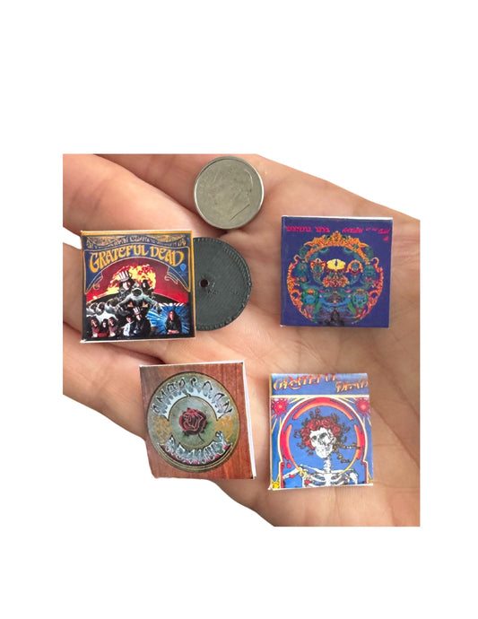Miniature Grateful Dead Vinyl Records 1:12 Scale  3D Printed Record Inside | Mini Decor for Deadheads Jerry Garcia Fans Unique Deadhead Gift