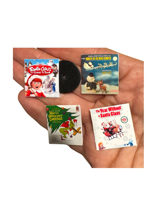Miniature 1:12 Scale Christmas Classic Animated Movies Vinyl Records Dollhouse Holiday Decor