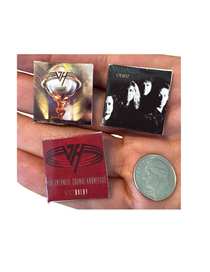 Miniature Van Halen Vinyl Album Covers, 1:12 Scale Collectible Dollhouse Decor