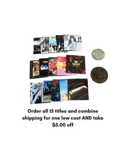 Miniature Aerosmith Vinyl Records | 1:12 Scale Dollhouse Rock Albums