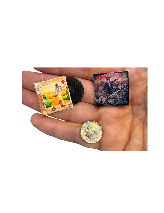 Miniature Elton John Vinyl Records, 1:12 Scale Dollhouse Decor