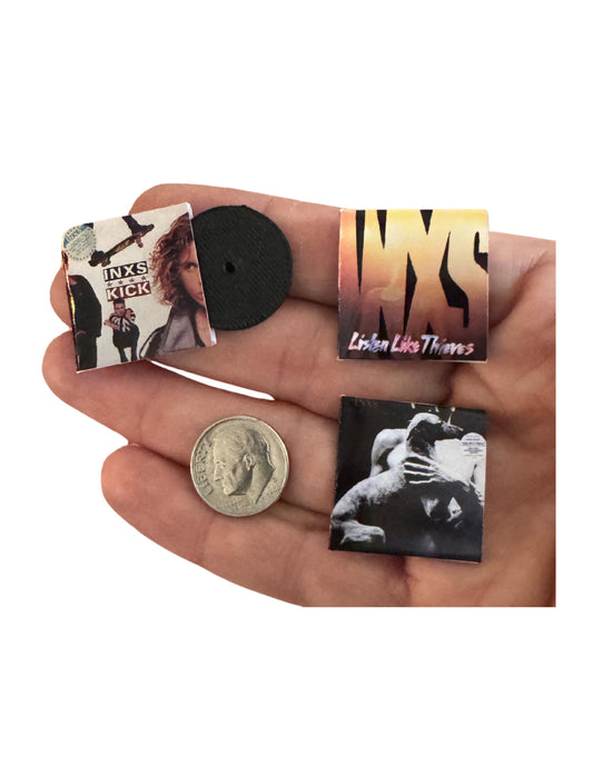 Miniature INXS Vinyl Records – 1:12 Scale Dollhouse Decor Tiny Gifts