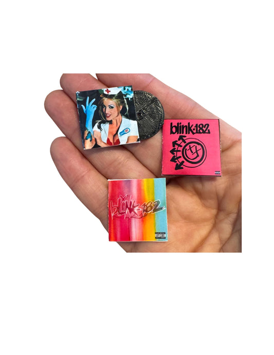 Miniature Blink-182 Vinyl Records – 1:12 Scale | Dollhouse Pop-Punk Decor