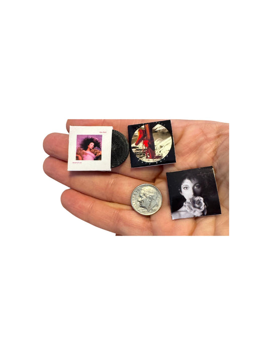 Miniature Kate Bush Vinyl Records – 1:12 Scale Dollhouse Music Tiny Décor