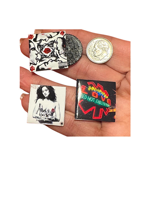 Miniature Red Hot Chili Peppers Vinyl Records – 1:12 Scale Dollhouse Music Decor