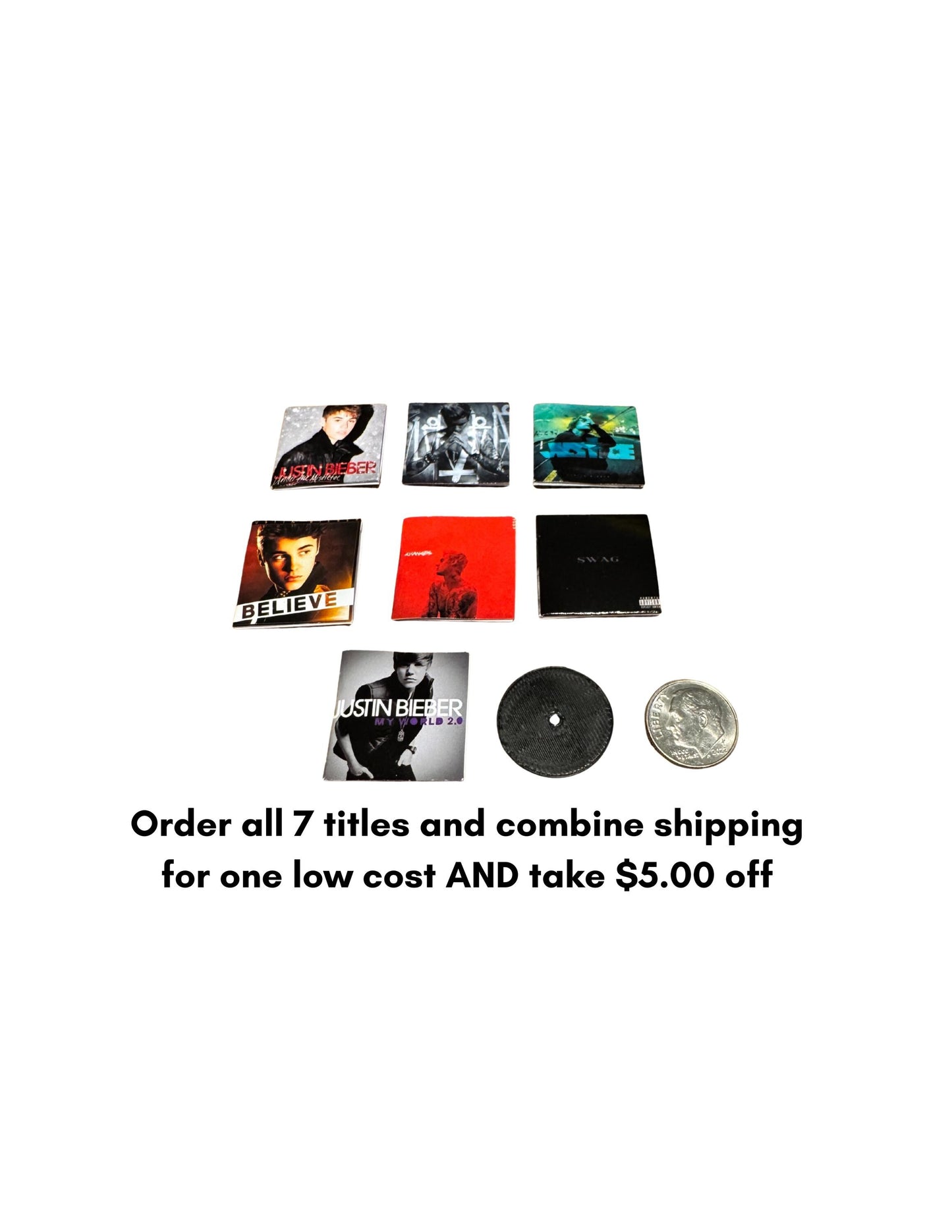 Miniature Justin Bieber Vinyl Record | Dollhouse Music Decor