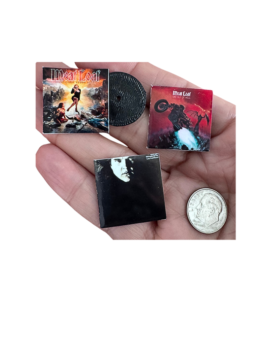 Miniature Meat Loaf Vinyl Records – 1:12 Dollhouse Scale