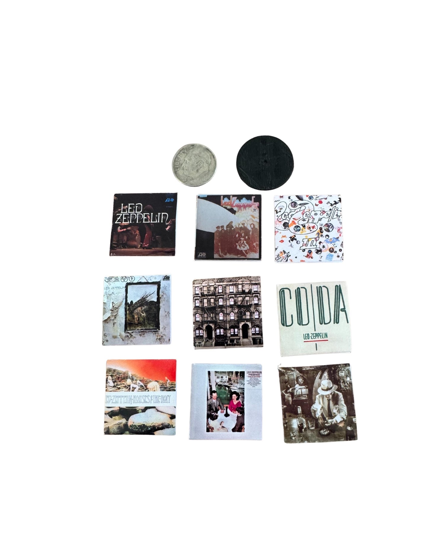 Miniature Led Zeppelin Vinyl Record Album Set - 1:12 Scale Dollhouse Rock