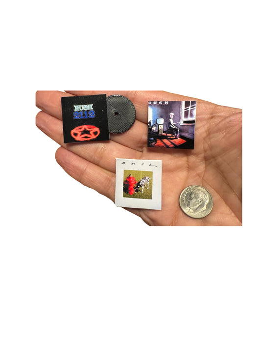 Miniature Rush Vinyl Records | 1:12 Scale Dollhouse Music Decor | Mini Rock Albums for Collectors