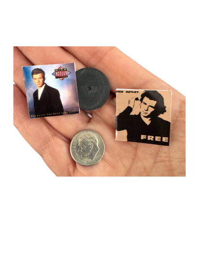 Miniature Rick Astley Vinyl Records - 1:12 Scale Dollhouse Decor