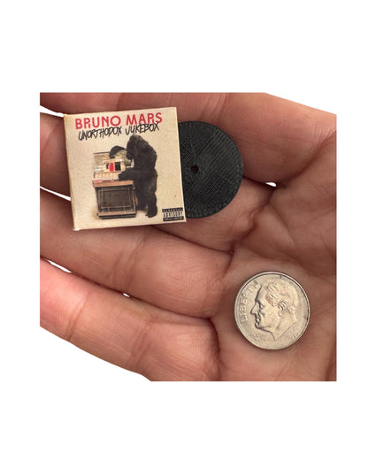 Miniature Bruno Mars Vinyl Records - 1:12 Scale Collectible Albums