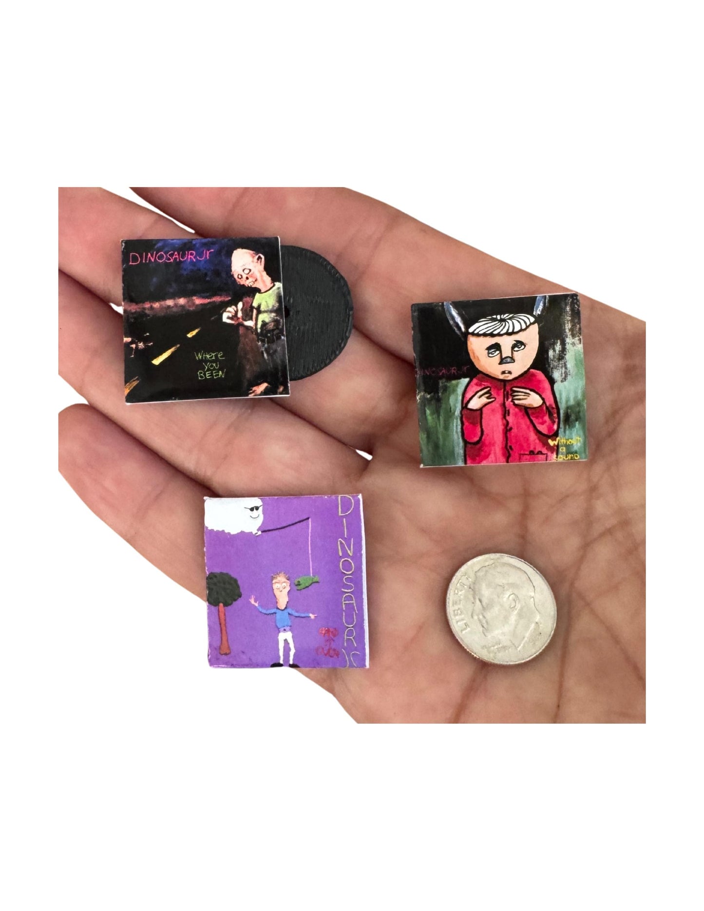 Dinosaur Jr. Miniature Vinyl Albums – 1:12 Scale Dollhouse Music Decor