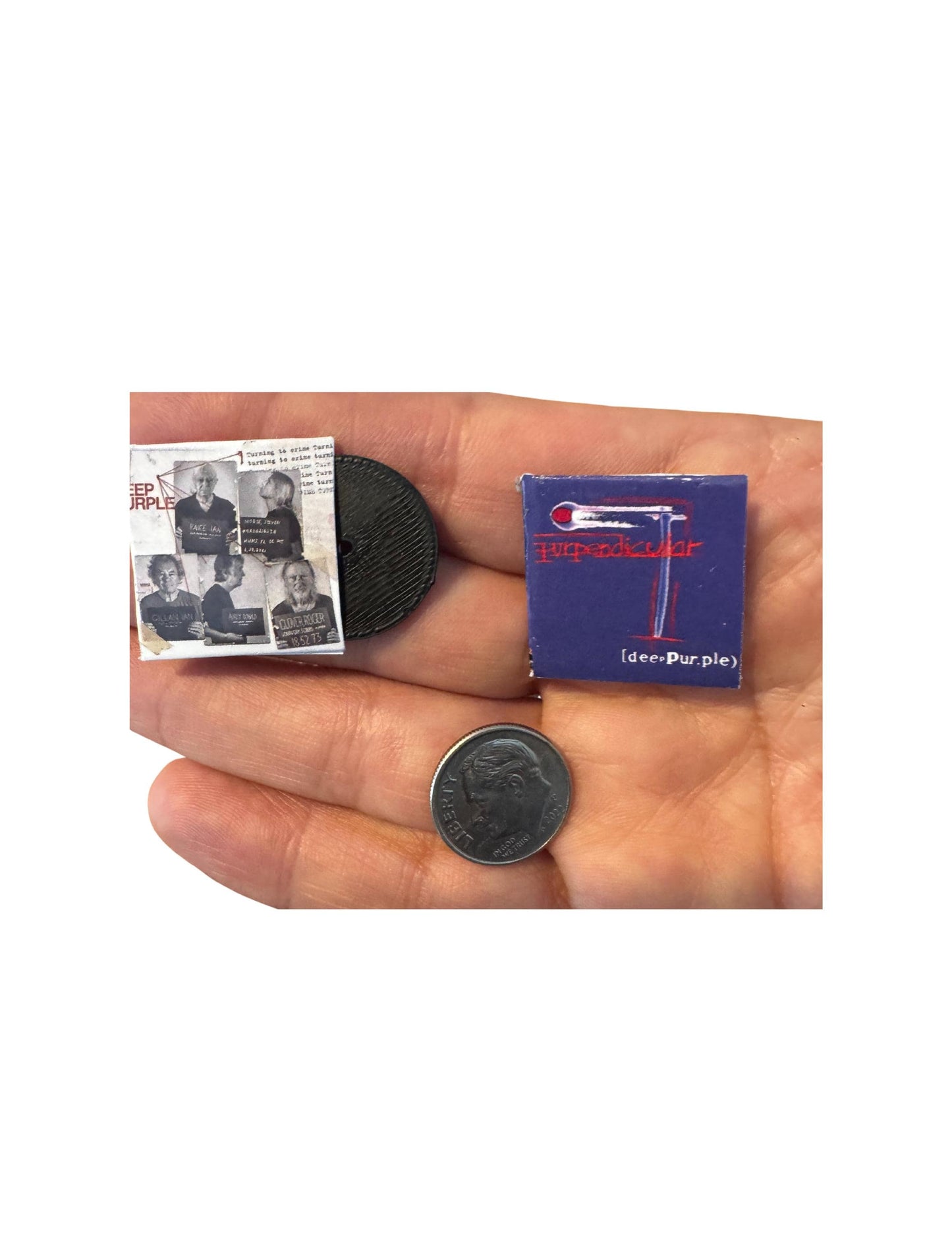 Miniature Deep Purple Vinyl Album Cover, 1:12 Scale Dollhouse Collectible