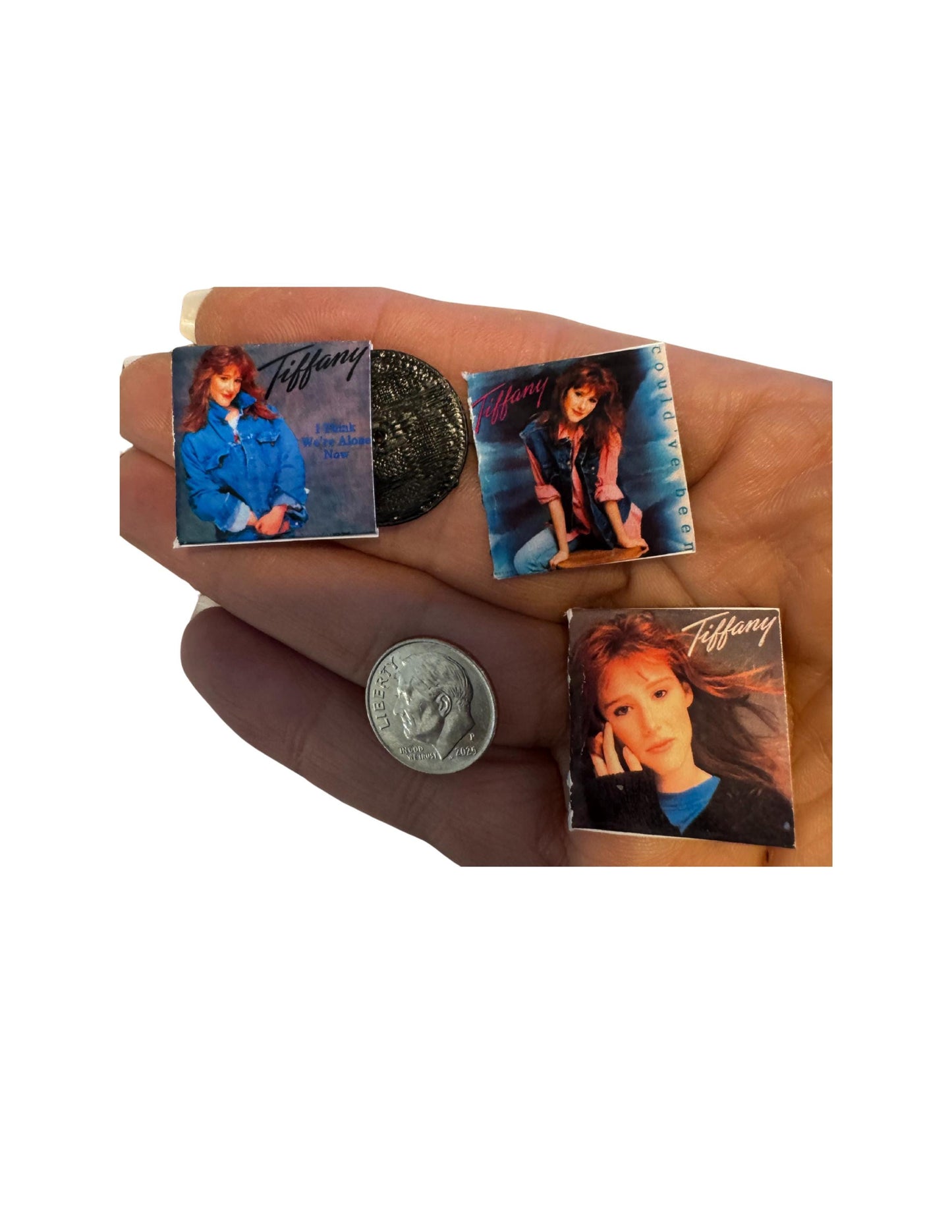 Miniature Tiffany Vinyl Records – 1:12 Scale Dollhouse Music Decor – 1” x 1” Collectible Mini Albums