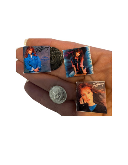 Miniature Tiffany Vinyl Records – 1:12 Scale Dollhouse Music Decor – 1” x 1” Collectible Mini Albums